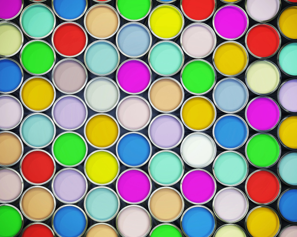 latas de tinta colorida
 - Foto, Imagem