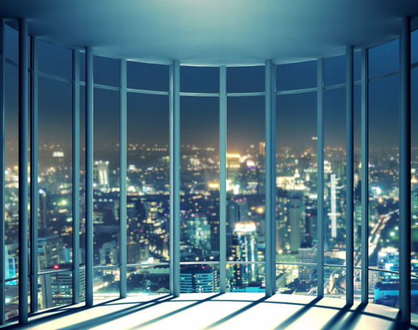 Ночной вид из окна многоэтажки
 - Фото, изображение