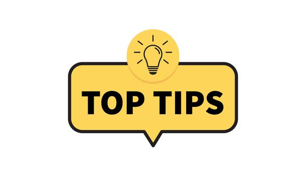Top tips message bubble with light bulb. advice and idea for business and advertising. top tips speech bubble banner. Vector illustration - ベクター画像