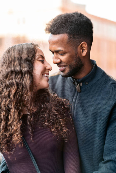 Interracial Young Couple having fun - Foto, Imagen