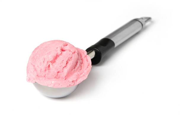 Ice cream scoop on pink background - Photo, Image