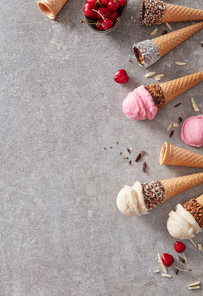 Artisanal ice cream on stone background - Фото, зображення