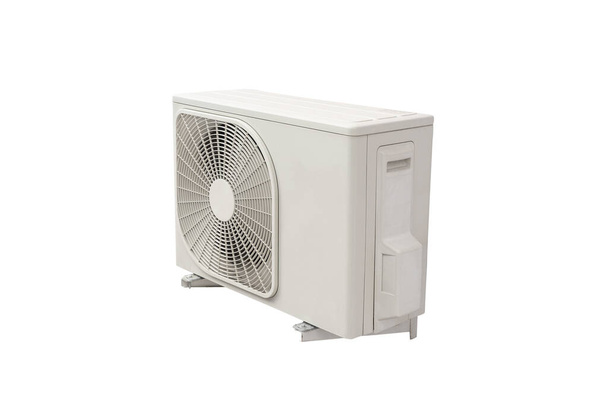 Condensing unit of air conditioning system. Condensing unit for installed on wall. Isolated on white background with clipping path. - Photo, Image