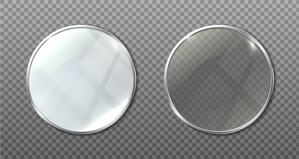 3d realistic vector icon. Round gress mirror in two variations on transparent background. - Διάνυσμα, εικόνα