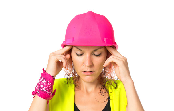 frustrated worker woman over isolated white background - Photo, Image