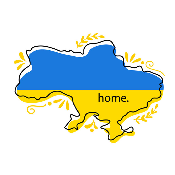 Ukraine map with national flag colors - Vector, Image