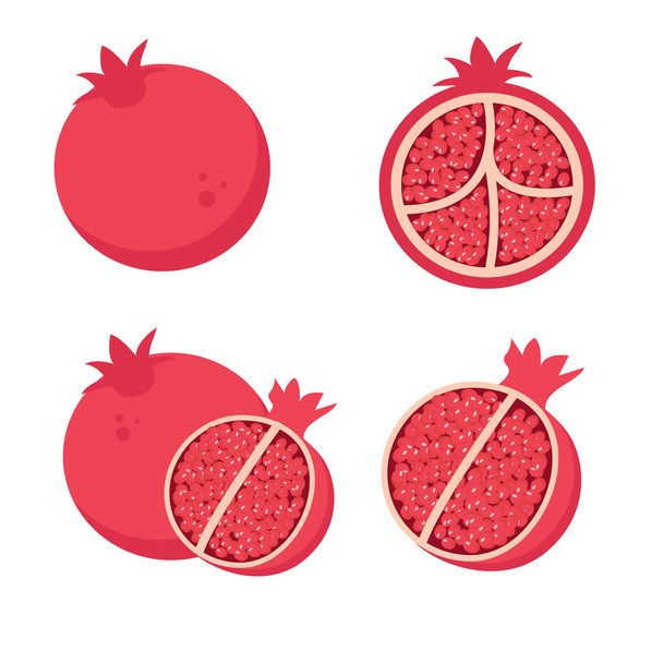 さまざまなザクロの果実のセット - ベクター画像