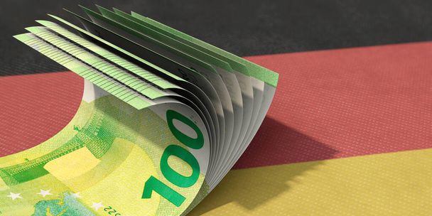 Billets en euros sur le drapeau allemand - Photo, image