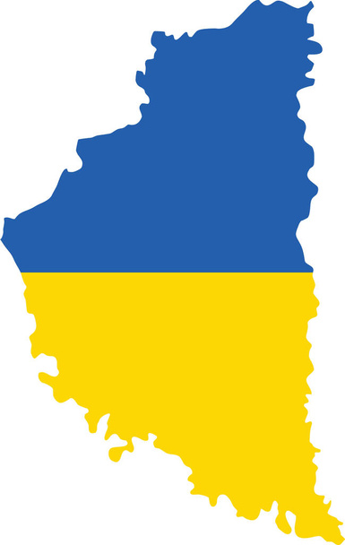Flat vector map of the Ukrainian administrative area  of TERNOPIL OBLAST combined with official flag of UKRAINE - Vector, Image
