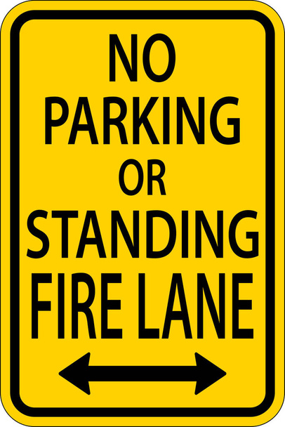 No Parking Fire Lane Double Arrow Sign On White Background - Wektor, obraz