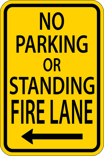 No Parking Fire Lane Left Arrow Sign On White Background - Wektor, obraz