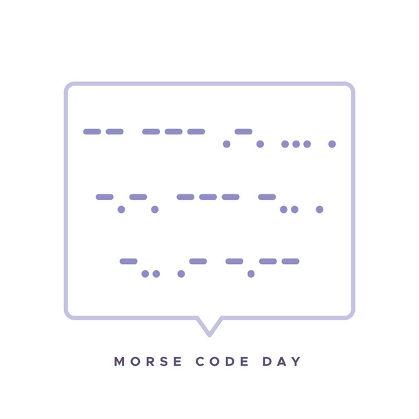Il giorno del codice Morse. April. Bolla vocale con un messaggio in codice morse: "Morse Code Day". Illustrazione vettoriale, design piatto - Vettoriali, immagini