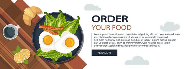 Rendeljen online élelmiszer bannerek, mobil alkalmazás tervezés, vektor illusztráció - Vektor, kép