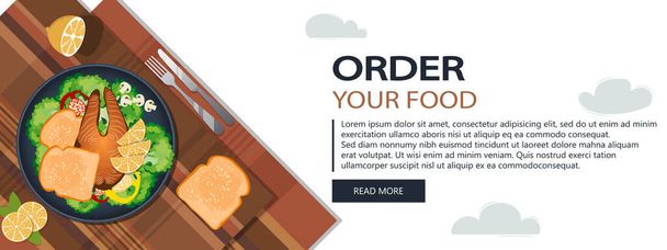 Rendeljen online élelmiszer bannerek, mobil alkalmazás tervezés, vektor illusztráció - Vektor, kép