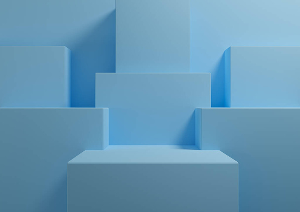 Világos, világos égbolt kék 3D renderelés egyszerű, minimális háttér termék kijelző dobogó, állni bemutató geometriai háttér mock up sablon tapéta kozmetikai termékek - Fotó, kép