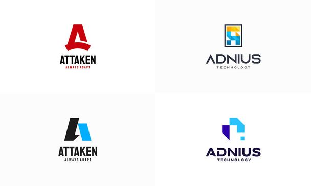 Set of Letter A initial logo designs concept, Modern A Initial logo designs template icon - Вектор, зображення
