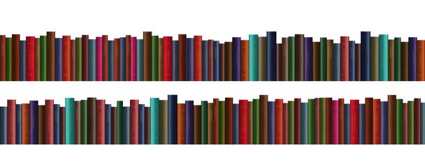 realistic vector books row in different colors. Isolated on white background. - Vector, Image