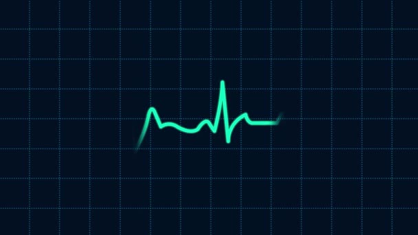 Сердцебиение кардиограмма ЭКГ или ЭКГ с движением линии сердца или синий фон сердца - Кадры, видео