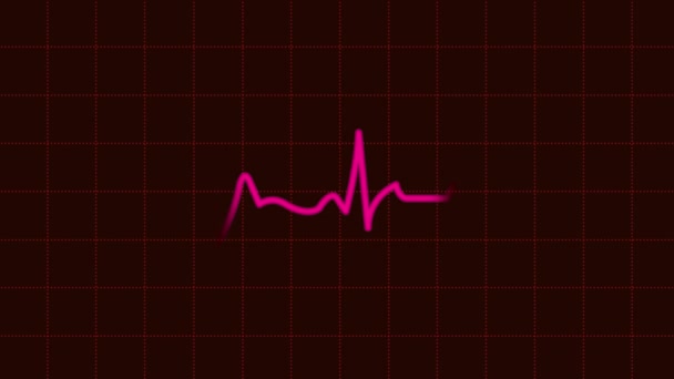 Cardiograma do batimento cardíaco ECG ou ECG com linha de movimento do coração ou fundo do batimento cardíaco marrom escuro - Filmagem, Vídeo