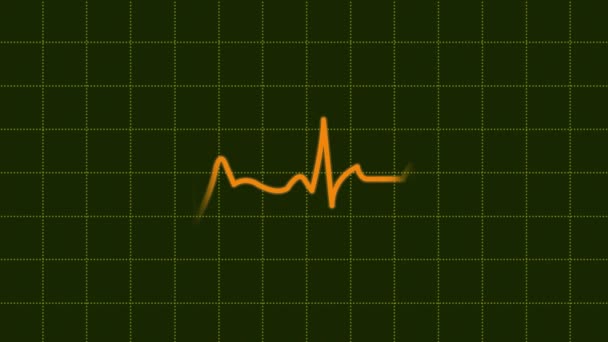 Сердцебиение кардиограмма ЭКГ или ЭКГ с движением линии сердца или темно-зеленый фон сердцебиения - Кадры, видео