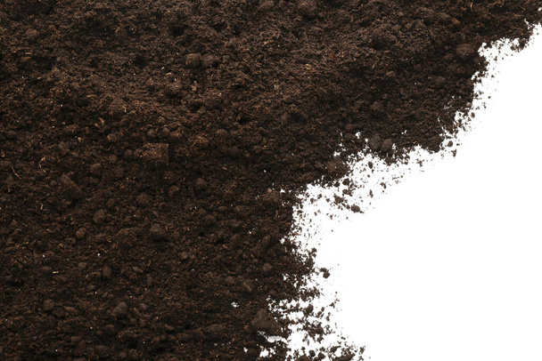 Pile of soil on white background, top view - Photo, Image