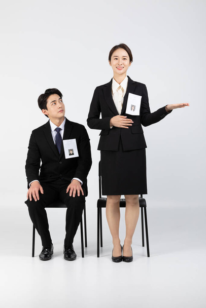 Asian Korean young generations woman and man job interview concept - Фото, изображение