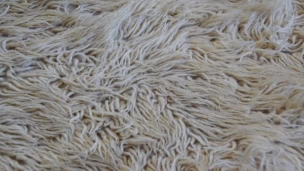 Close up woolen textile, soft and fluffy carpet - Footage, Video