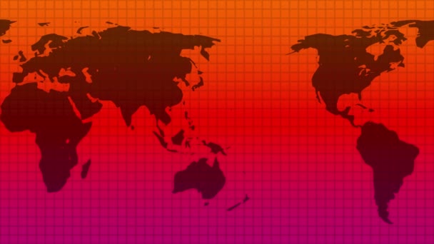 Mapa do Mundo Consistindo em Gradiente Laranja Sólida e Vermelho - Filmagem, Vídeo