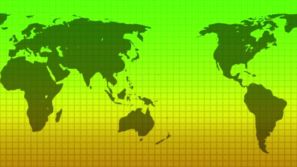 Maailman kartta Tausta koostuu kiinteä vihreä ja keltainen kaltevuus - Materiaali, video