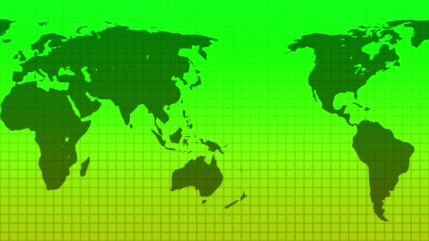 Фон карты мира, состоящий из твердого зеленого и светло-желтого градиента - Кадры, видео