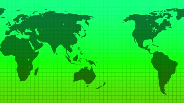Maailman kartta Taustaa koostuu kiinteä vihreä kaltevuus - Materiaali, video