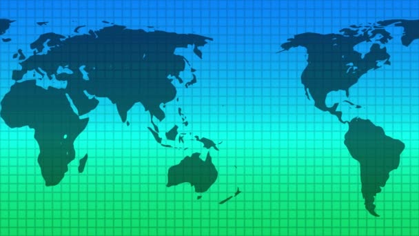 Фон карты мира, состоящий из твердого зеленого света и светло-голубого градиента - Кадры, видео