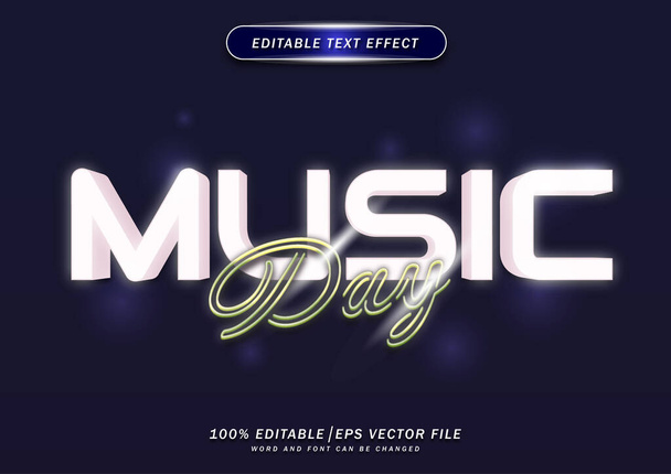 Music day text effects template with neon style. Suitable for logos, social media and banners. - Vettoriali, immagini