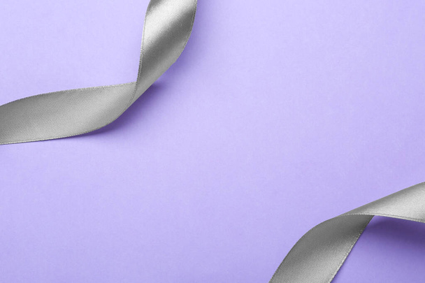 Beautiful silver ribbons on light background. Space for text - Valokuva, kuva