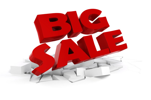 3d big sale text on white background - Foto, Imagen