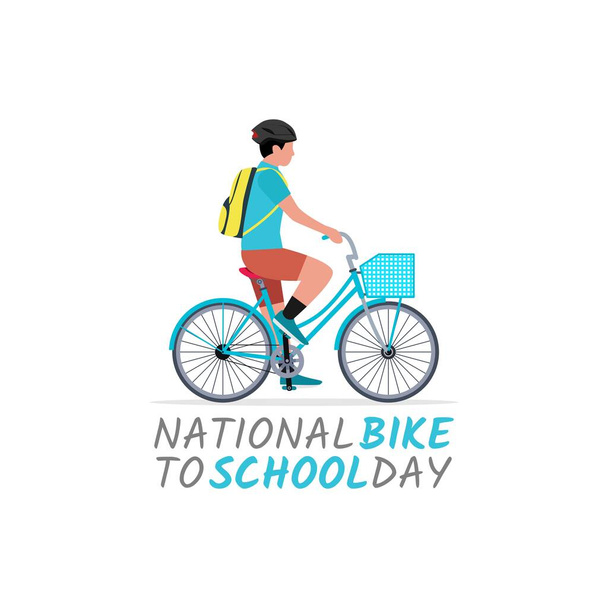 vector graphic of national bike to school day good for national bike to school day celebration. flat design. flyer design.flat illustration. - Vector, Image