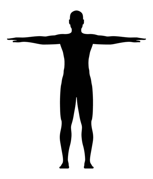 Sportowy człowiek trening z wyciągniętymi rękami poza, sylwetka wektor ilustracji - Wektor, obraz