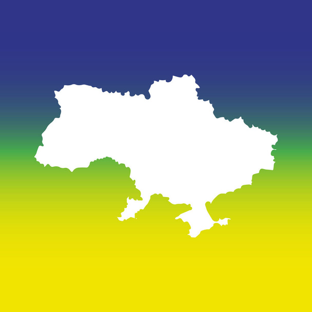 Gelb-blauer Hintergrund in der Mitte des Lochs in Form des Territoriums der Ukraine - Vektor, Bild