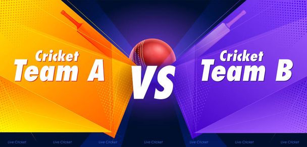 illustration of bat and ball on cricket championship sports background - Vetor, Imagem