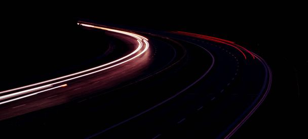 lights of cars with night. long exposure, light lines - Photo, Image