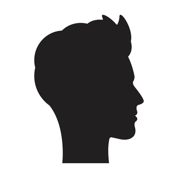 Man silhouette, male face vector icon in a black color glyph pictogram illustration - Vektor, obrázek