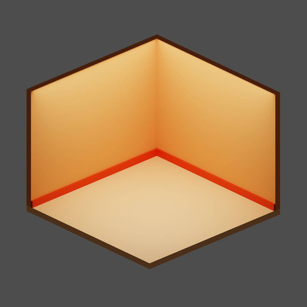 Oranje lege kamer Isometrische lage poly 3d rendering. - Foto, afbeelding