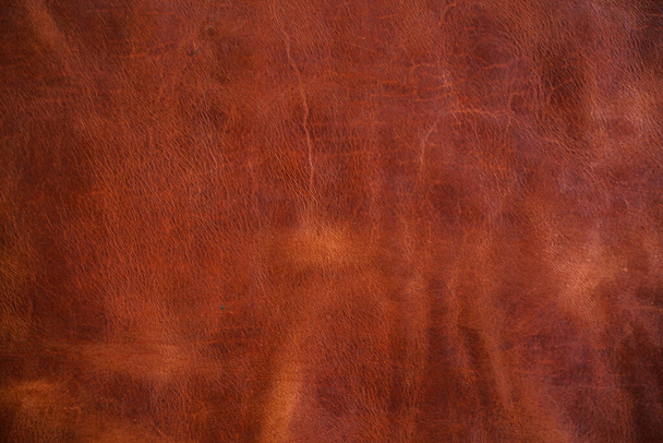 Luxury vintage red brown genuine cow vegetable tanned leather abstract background - Fotoğraf, Görsel