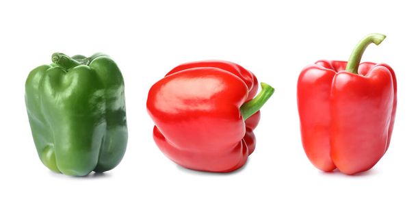 Sada čerstvé papriky izolované na bílém - Fotografie, Obrázek
