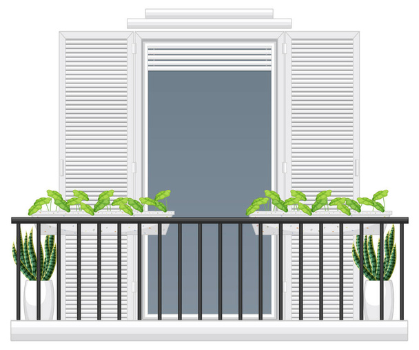 Balcony of apartment building facade illustration - Vector, Image