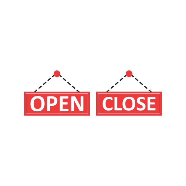 Open and close store sign. Vector icon template - Vector, Imagen