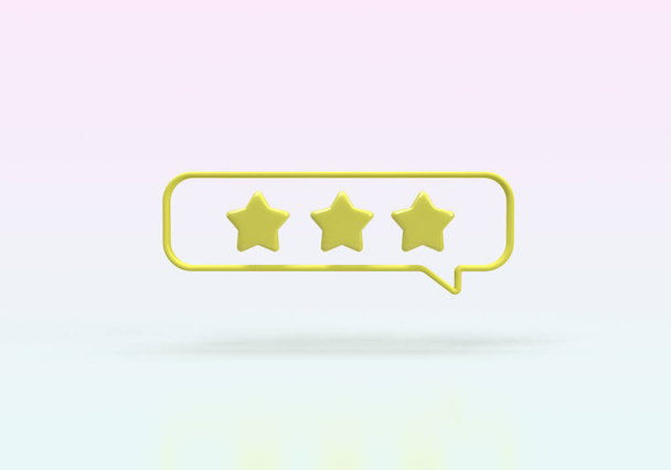 Glossy yellow stars rating feedback concept illustration for business idea concept background,3D,render - Foto, immagini