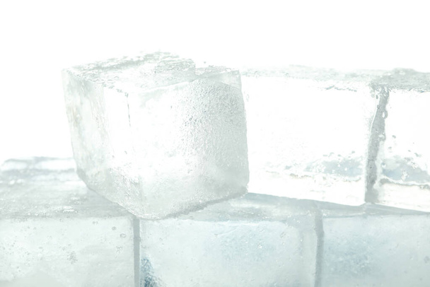 Ice cubes on white background, close up - Zdjęcie, obraz