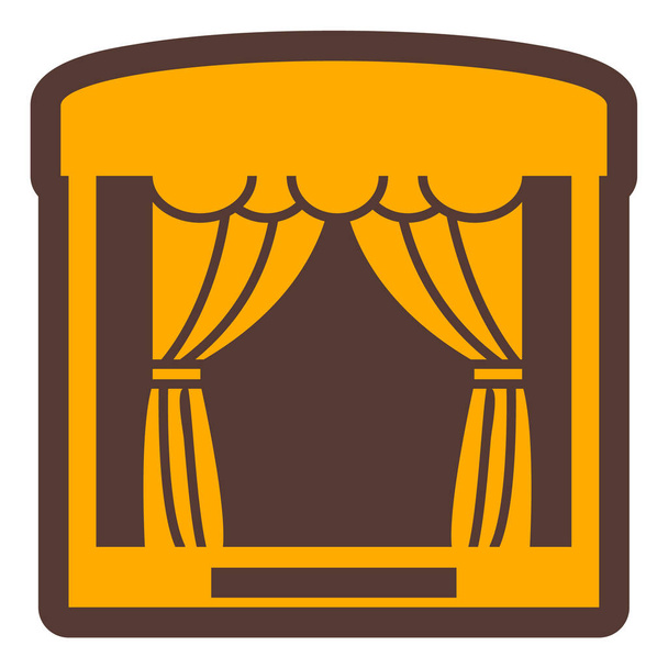 theater icoon in cartoon stijl geïsoleerd op witte achtergrond. gordijn symbool vector illustratie - Vector, afbeelding
