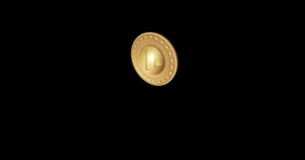 Avalanche kryptowaluta transakcji i technologii blockchain obracający rzut monetą 3D. Złoty symbol unoszący się w powietrzu. Moneta rzuca abstrakcyjną koncepcję spowolnienia ruchu. Kanał Alfa i izolacja. - Materiał filmowy, wideo